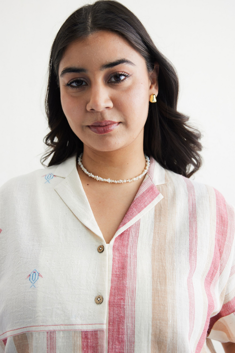 The Reef Shore Handwoven Kala Cotton Shirt cotton by SUI in white color for women Worldwide