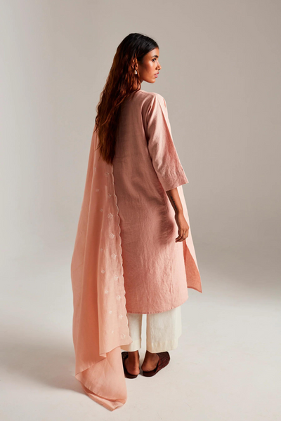 Rose Co-Linen Beaded Placket Kurta