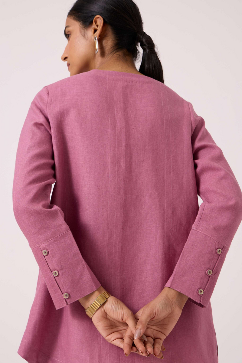 Macondo Lilac Linen Top by The Summer House in mauve color for women Worldwide