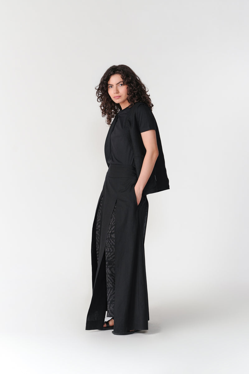 Chenille Layered Skirt Pants pant/trouser by Turn Black in black for women Worldwide