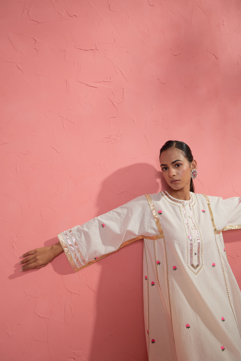 Lotus Blush Set cotton cambric light kurta set by AAVIDI in multicolor for women Worldwide