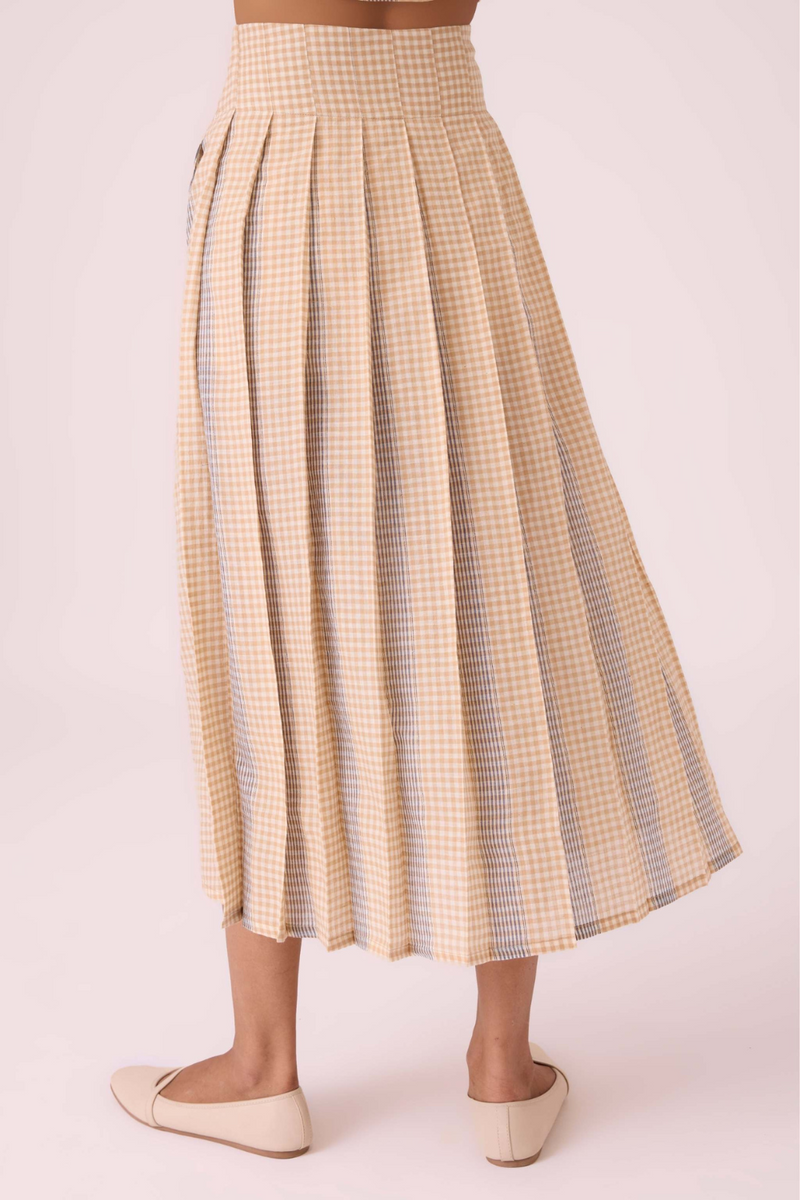 Mikhail Beige Handwoven Skirt cotton by The Summer House in beige color for women Worldwide