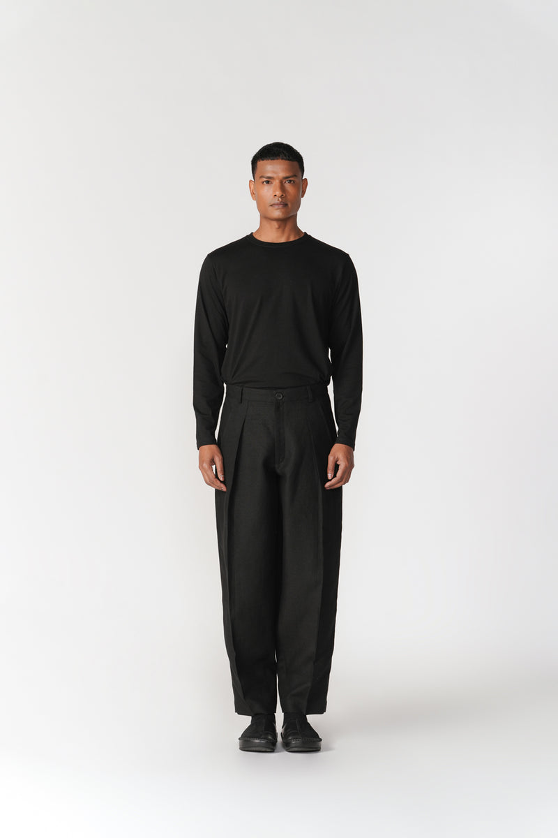 Knife Pleat Barrel Pants pant/trouser by Turn Black in black for men Worldwide