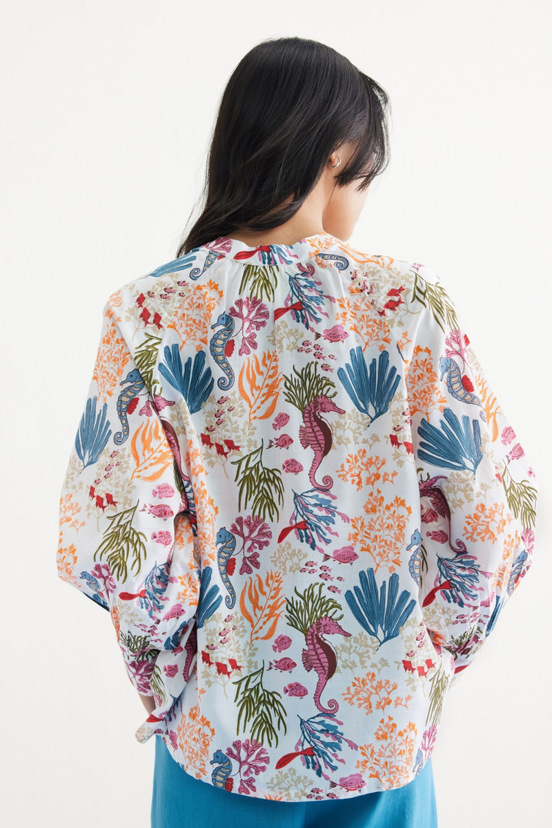 Blooming Reef Lyocell Classic Shirt by SUI in white color for women Worldwide