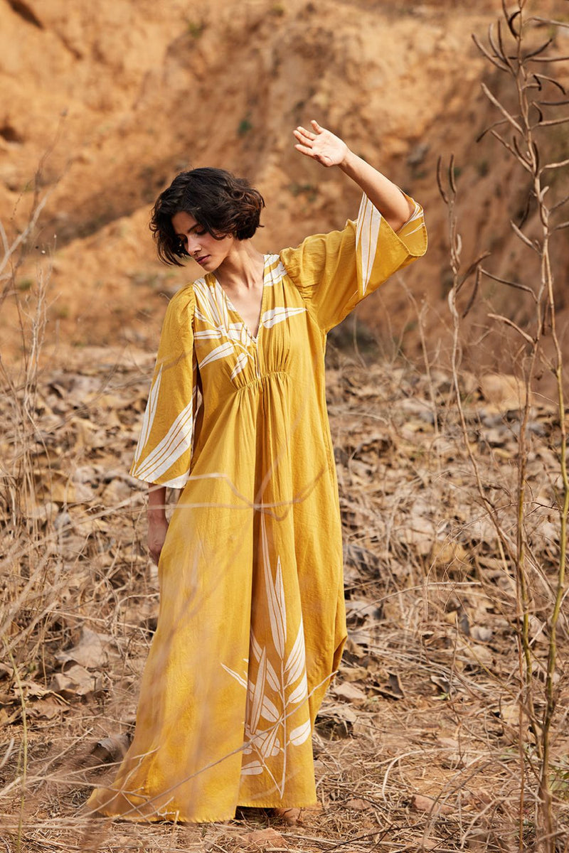 Sahara Dress cotton by Khara Kapas in yellow for women Worldwide