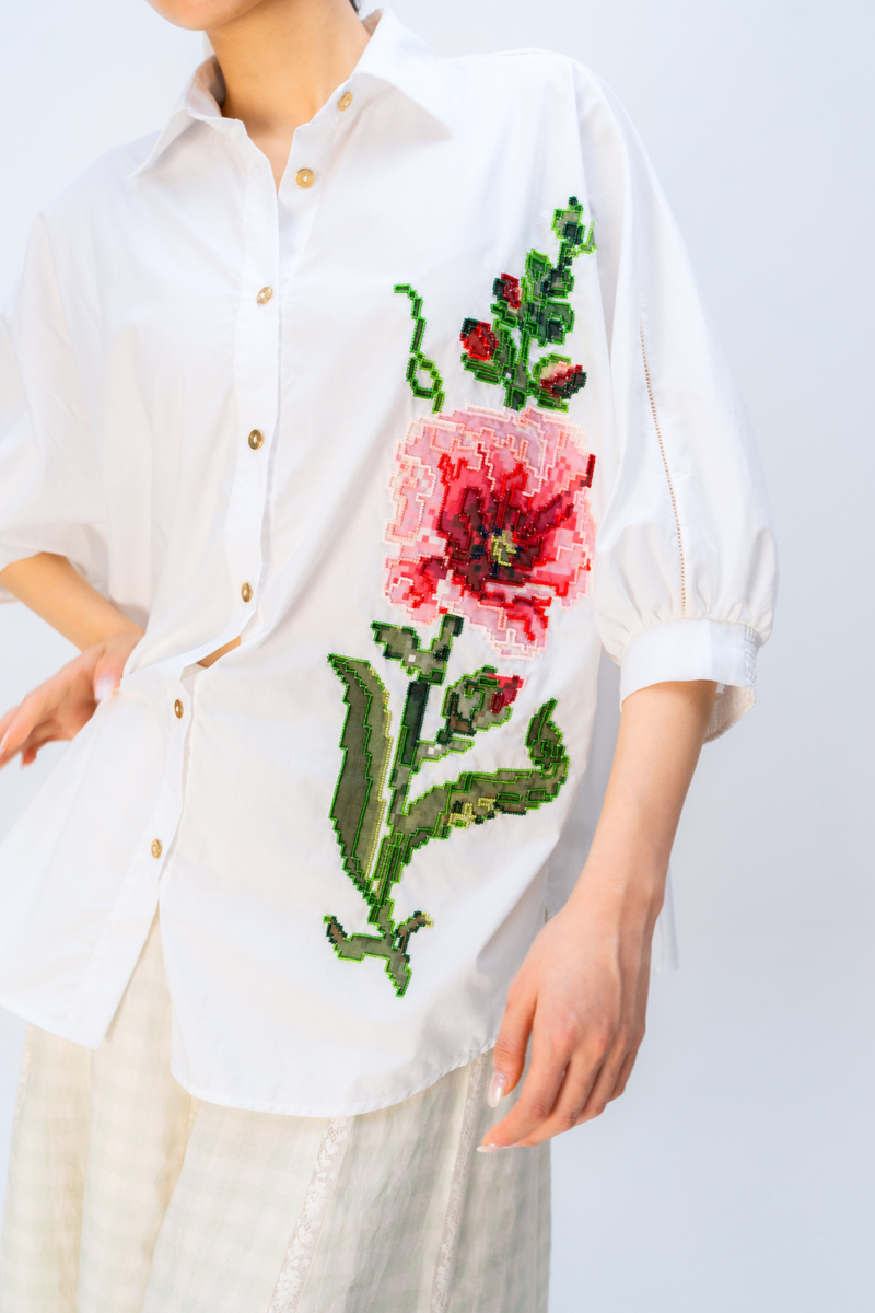 PEONY DREAM SHIRT poplin top/shirt by Ode to Odd in off white for women Worldwide