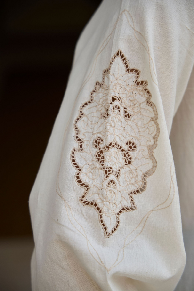 Yeji Handwoven Embroidered Shirt cotton by The Summer House in white color for women Worldwide