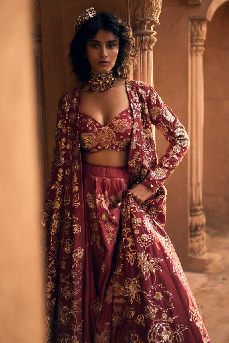 PH-2479 
Lehenga 
Blouse 
Jacket / Dupatta Set by Paulmi & Harsh for women Worldwide