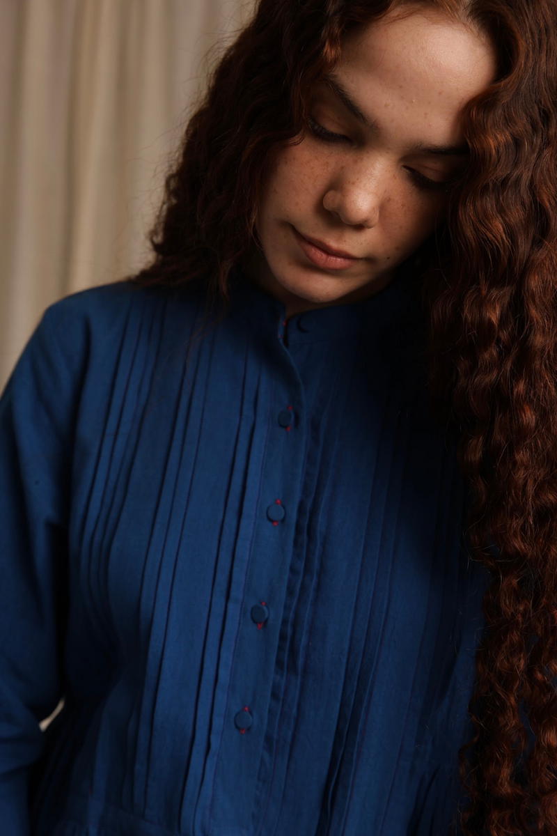 Astrid Dress cotton by MASON AND MILL in blue color for women Worldwide