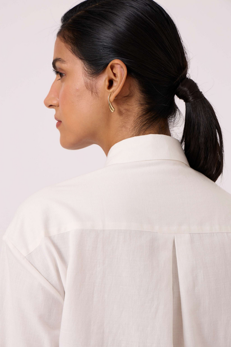 Kerouac Handwoven Embroidered Shirt cotton by The Summer House in white color for women Worldwide
