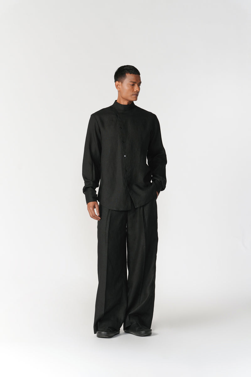 Asymmetric Front Panel Shirt top/shirt by Turn Black in black for men Worldwide