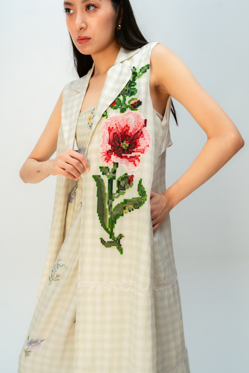 Summer Shimmer Trench linen jacket/overlay by Ode to Odd in green for women Worldwide