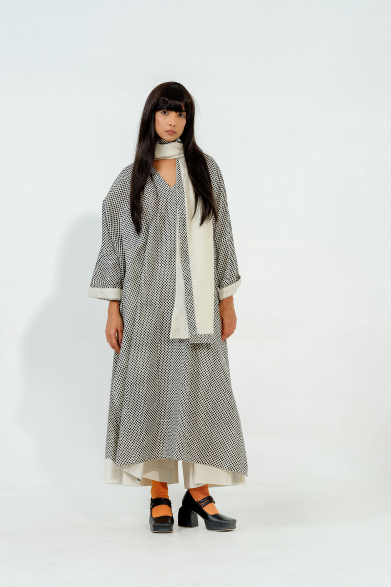 Moringa Dress cotton muslin dresses by Stoique in natural, black for women Worldwide