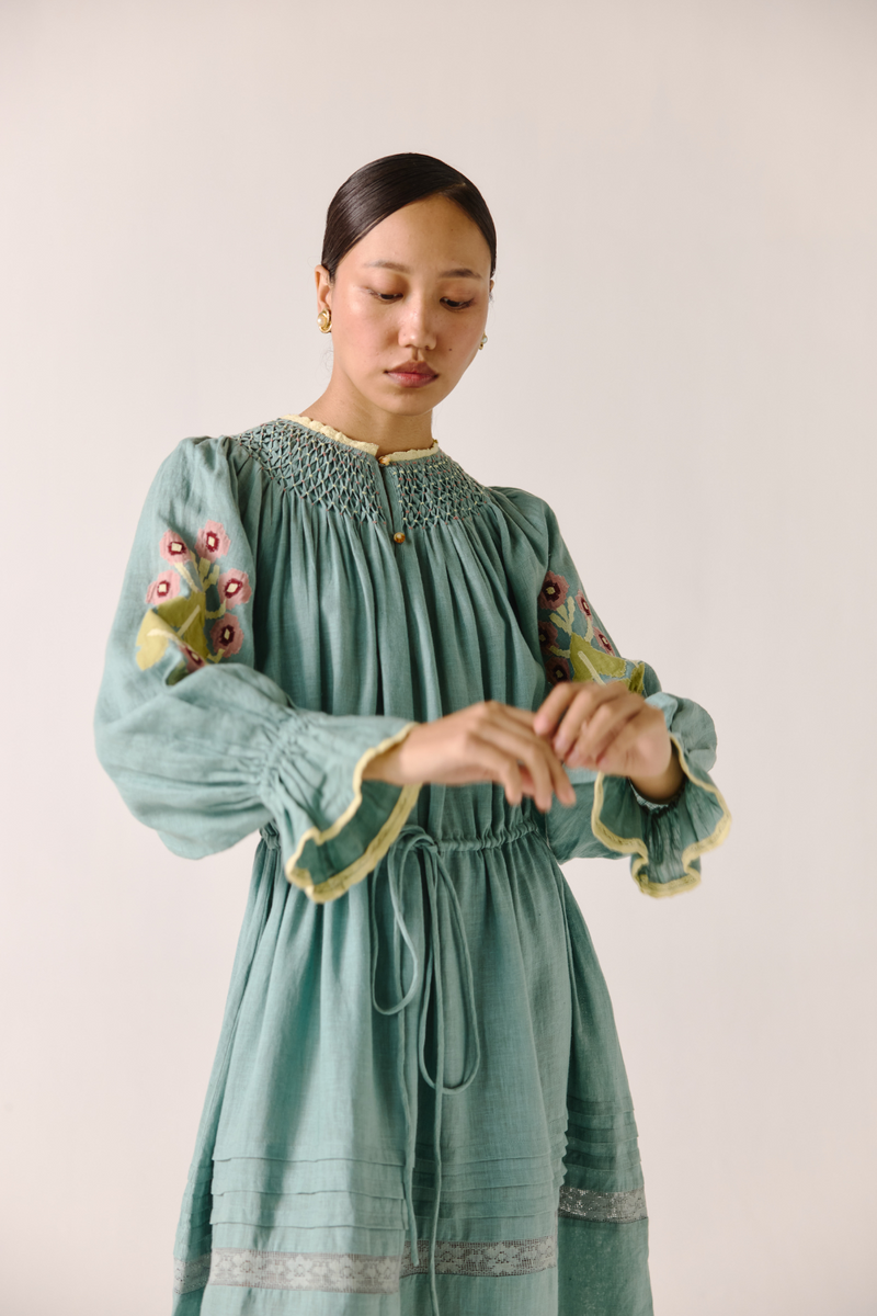 Edith Dress - Pale Blue Pixel Applique by CORD in blue for women Worldwide