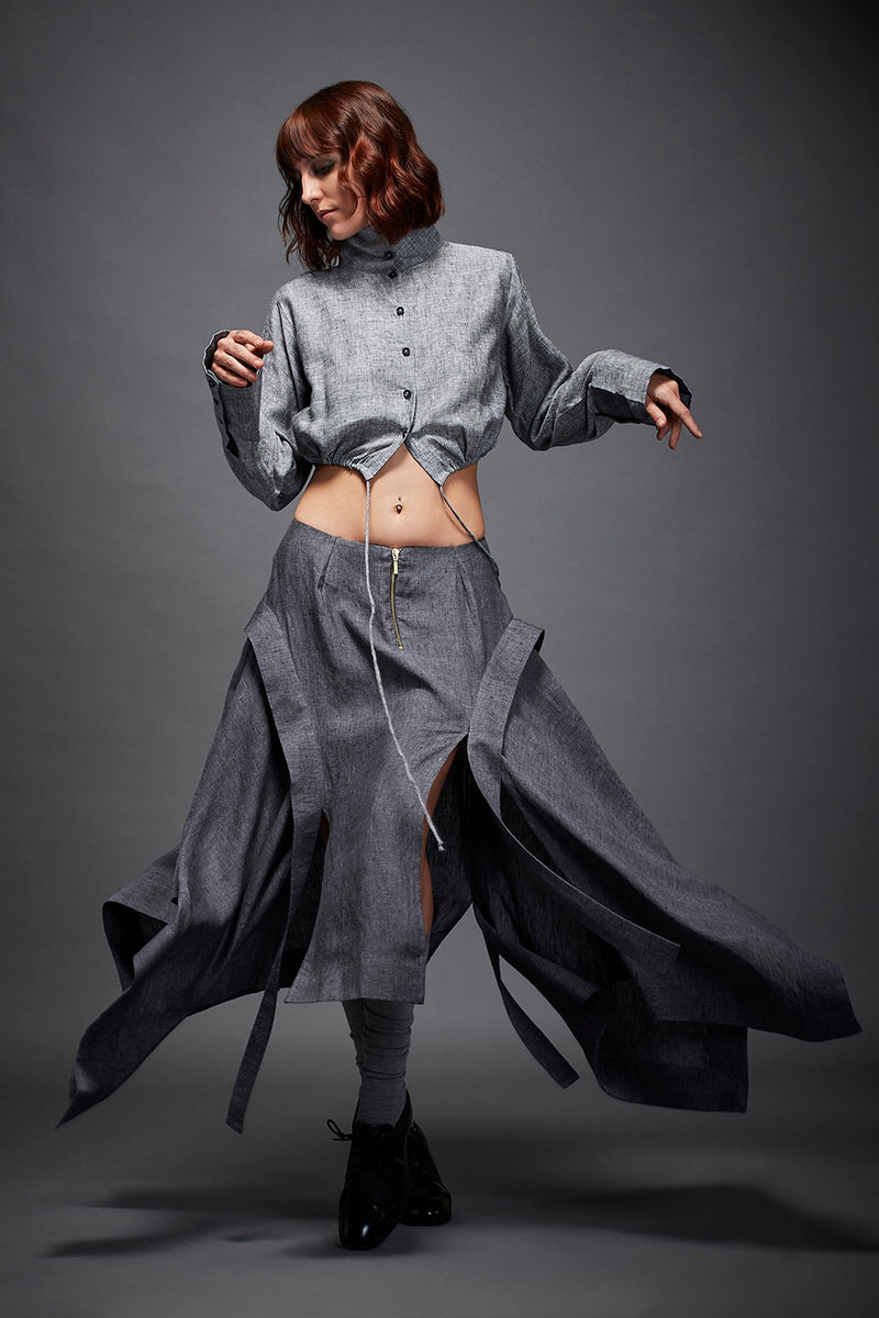 AYLA SKIRT by Chola in grey color for women Worldwide