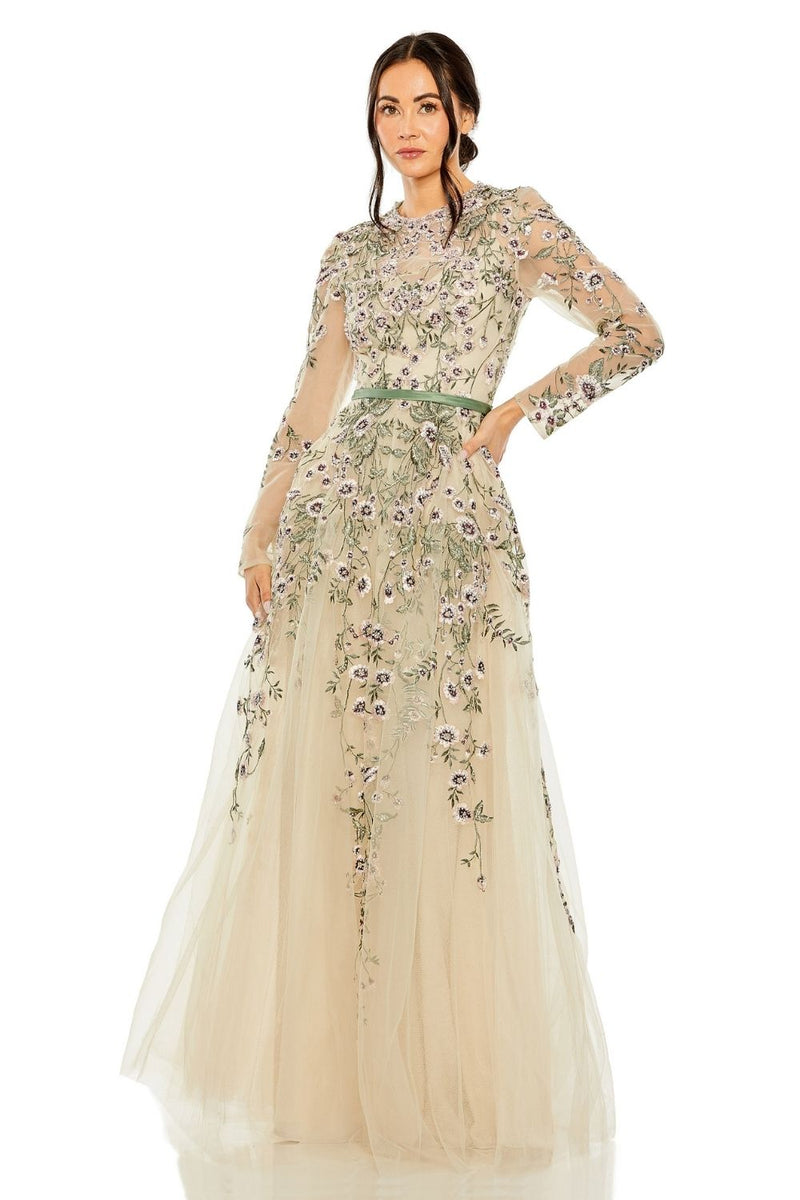 MD-20580 Flared Gown-Beige by Mac Duggal in beige color for women Worldwide
