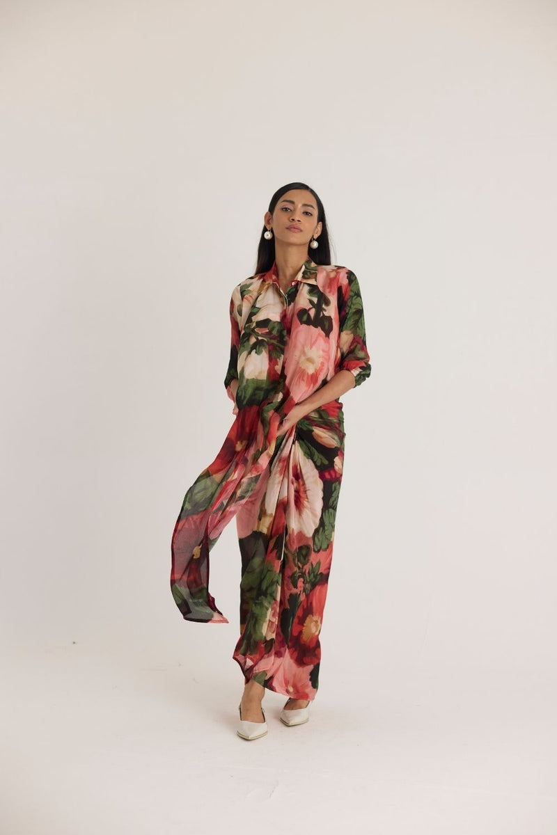 SCARLETT TIE-UP TOP & SKIRT SET mul by Yam in multi color for women Worldwide