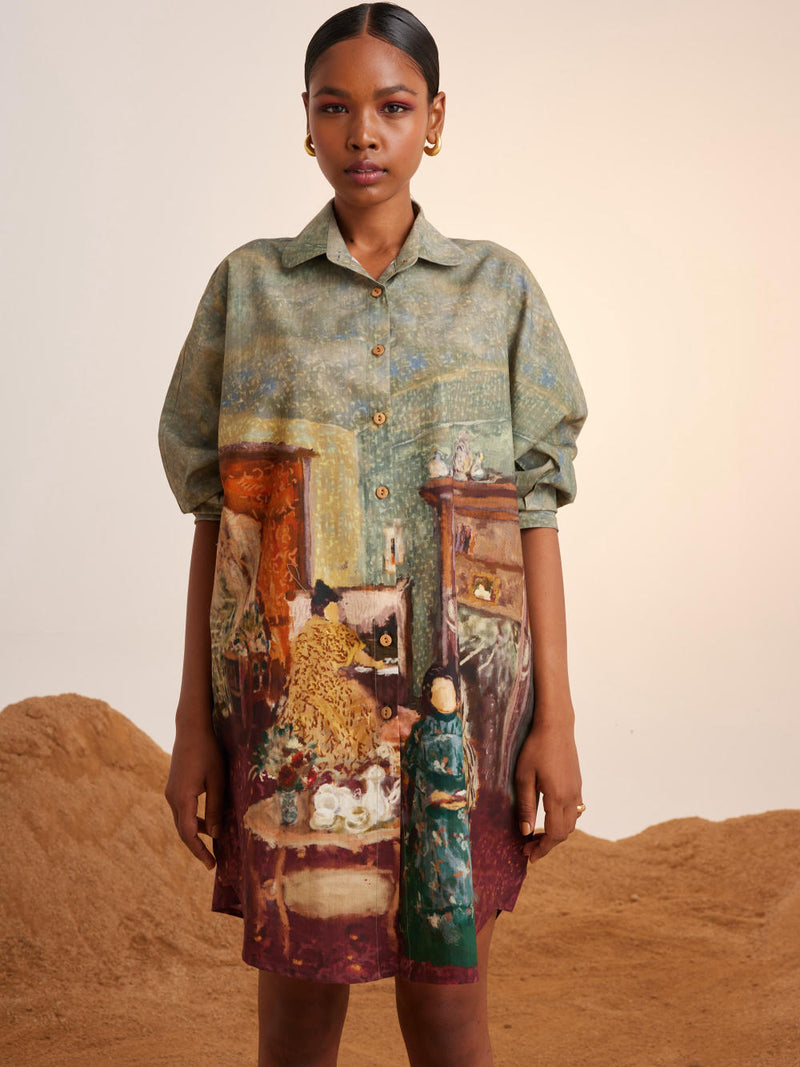 Como Long shirt-High Tea cotton Dress by CORD for women Worldwide