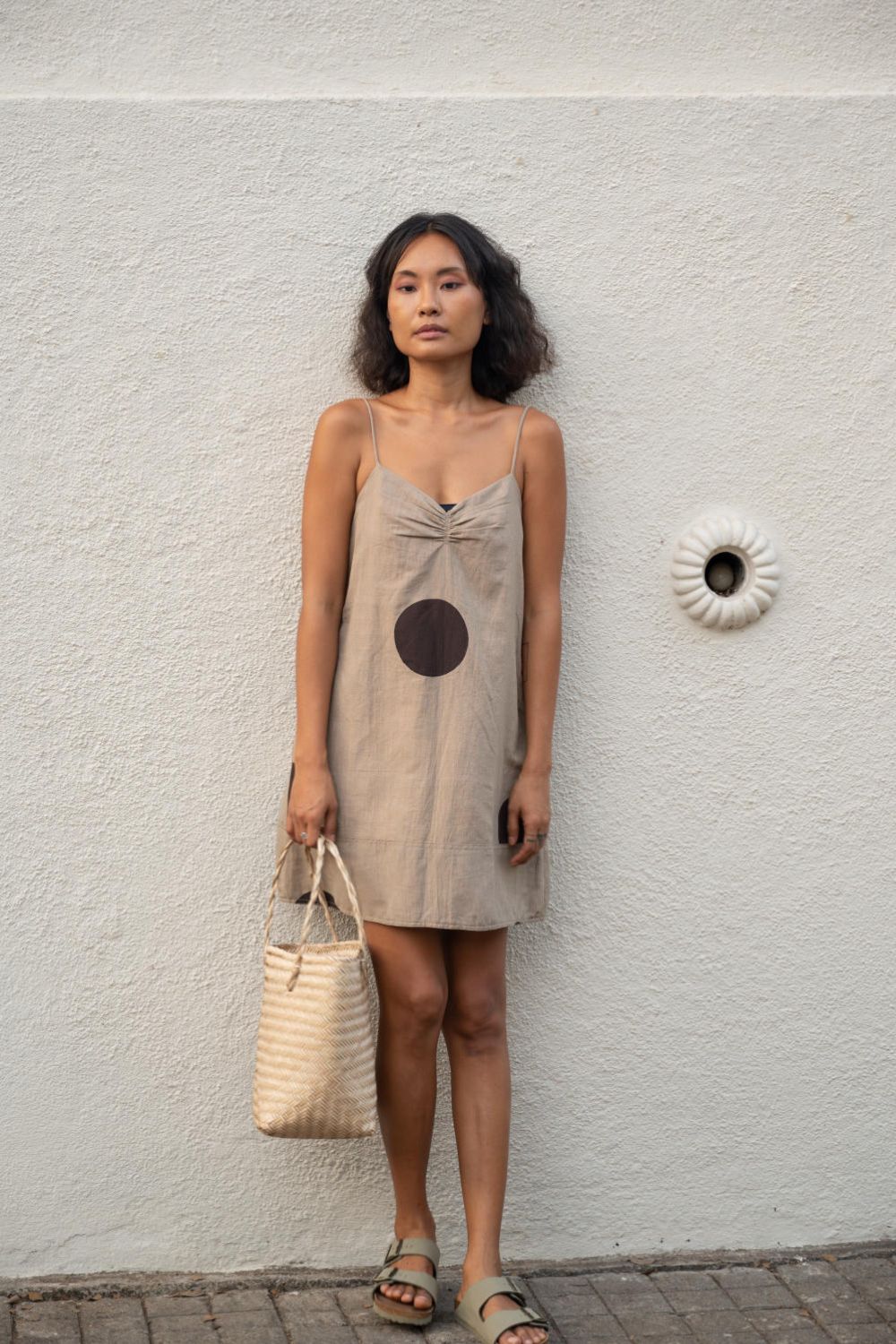 California Slip Dress - Khaki Printed -Size XS