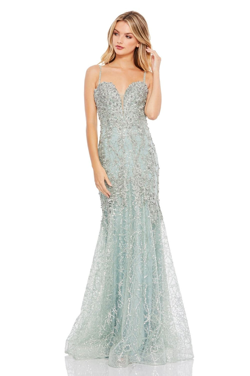 MD-A20242 Embroidered Long Gown-Green by Mac Duggal in green color for women Worldwide