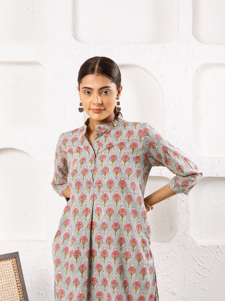 Pink Pansy Dhoti Co-Ord Co-ord Set by Marche in grey color for women Worldwide