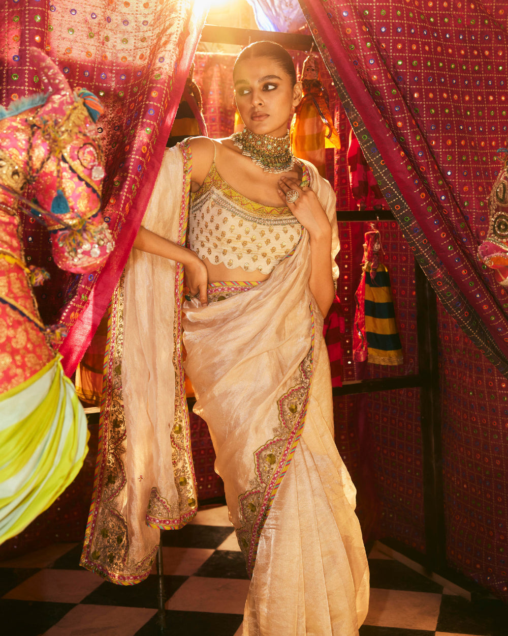 Khel Ivory Tissue Saree