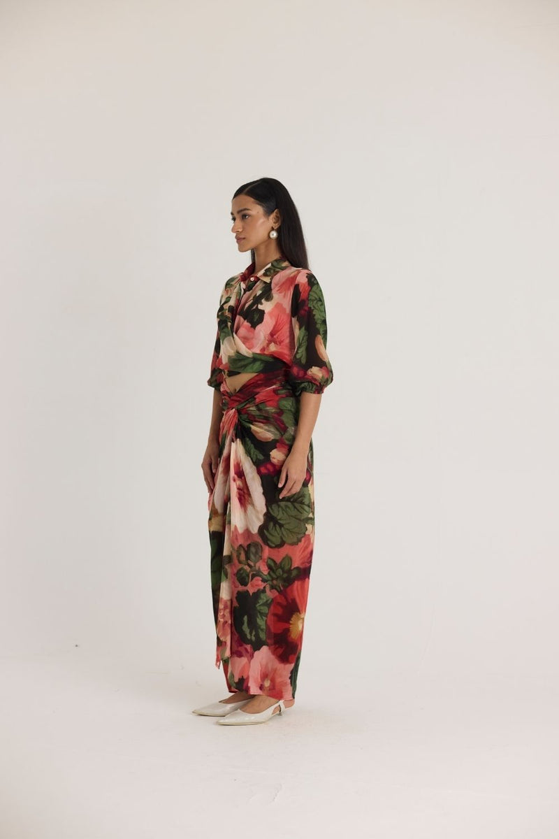 SCARLETT TIE-UP TOP & SKIRT SET mul by Yam in multi color for women Worldwide