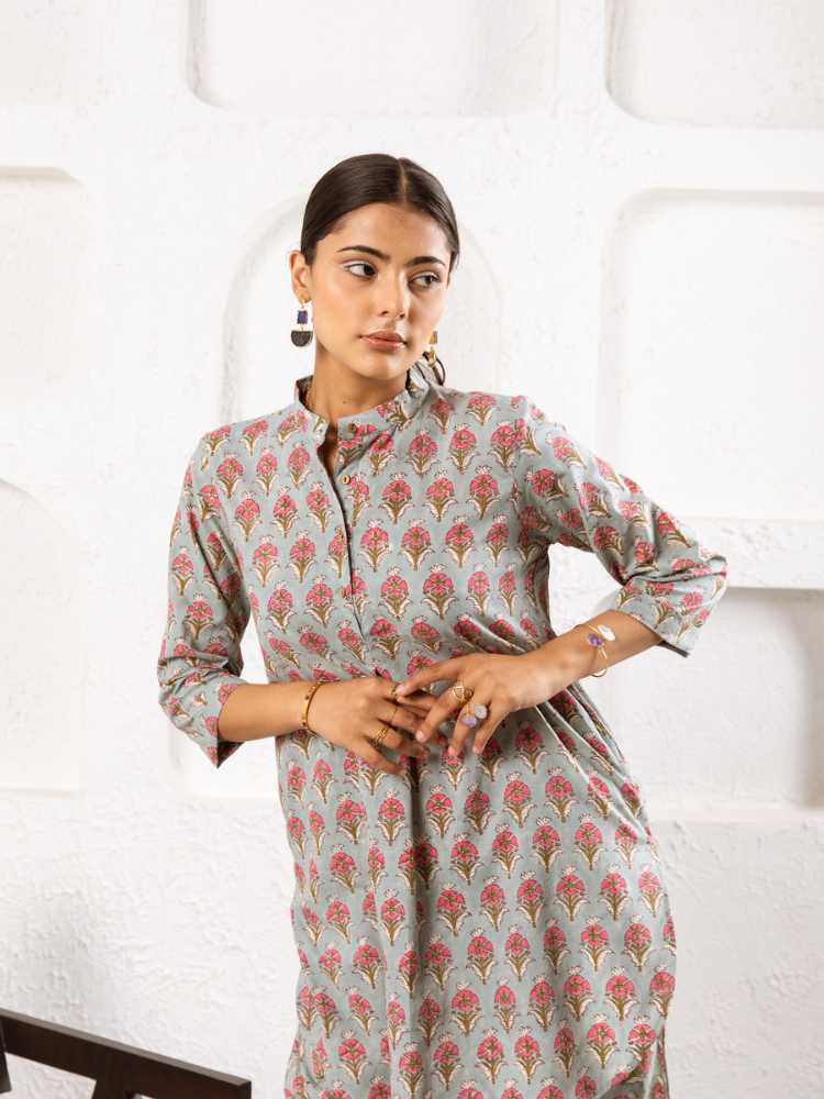 Pink Pansy Dhoti Co-Ord Co-ord Set by Marche in grey color for women Worldwide