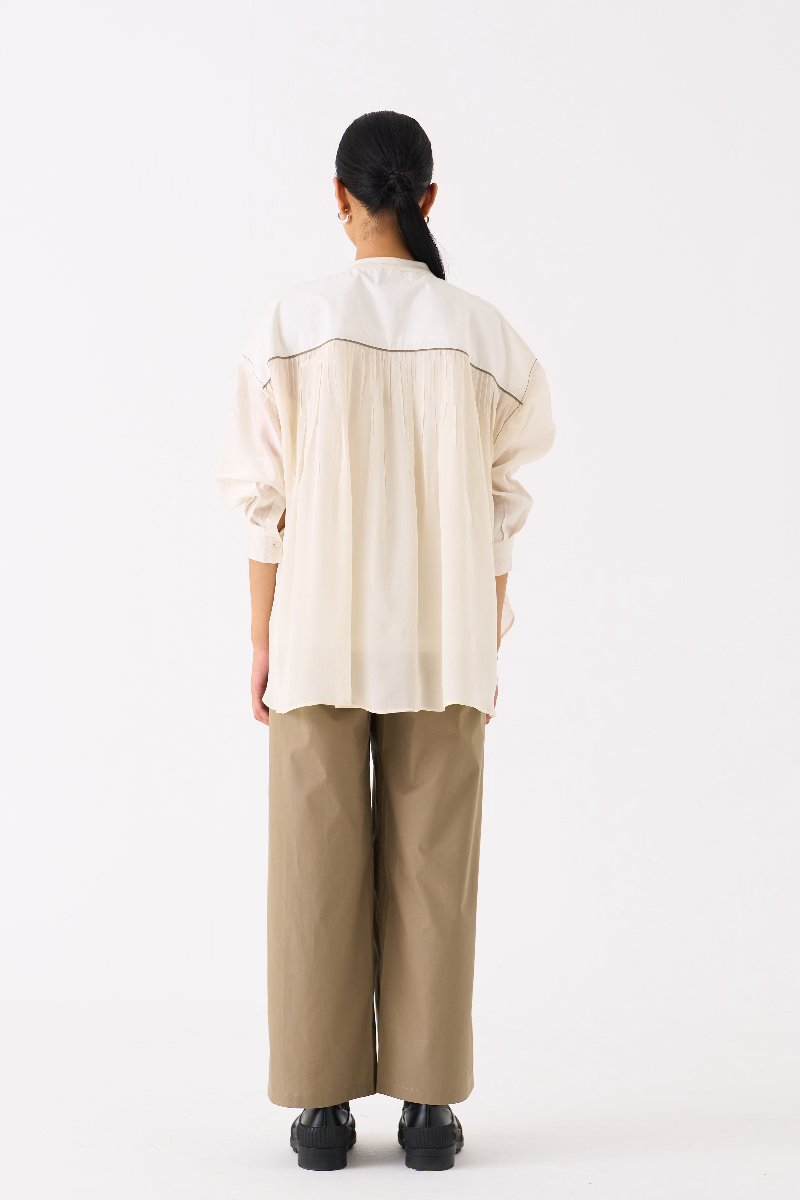BAT SLEEVE TOP 
- IVORY chanderi by THREE in ivory color for women Worldwide