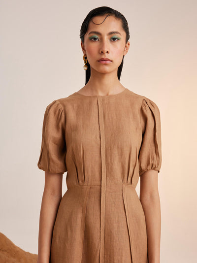 Panelled Dress -Sand