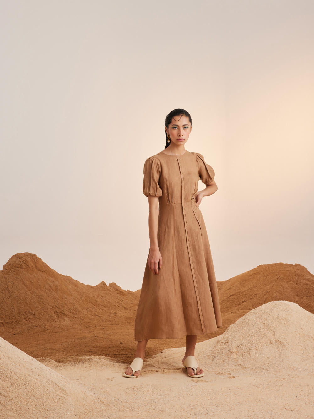 Panelled Dress -Sand