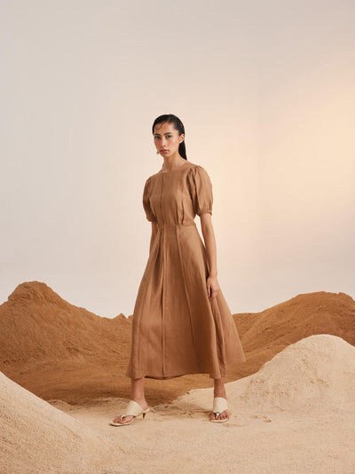 Panelled Dress -Sand