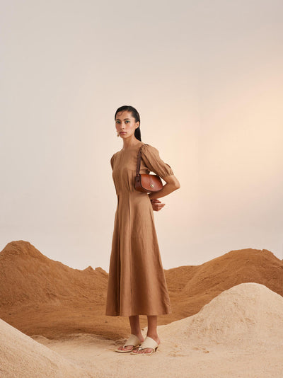 Panelled Dress -Sand