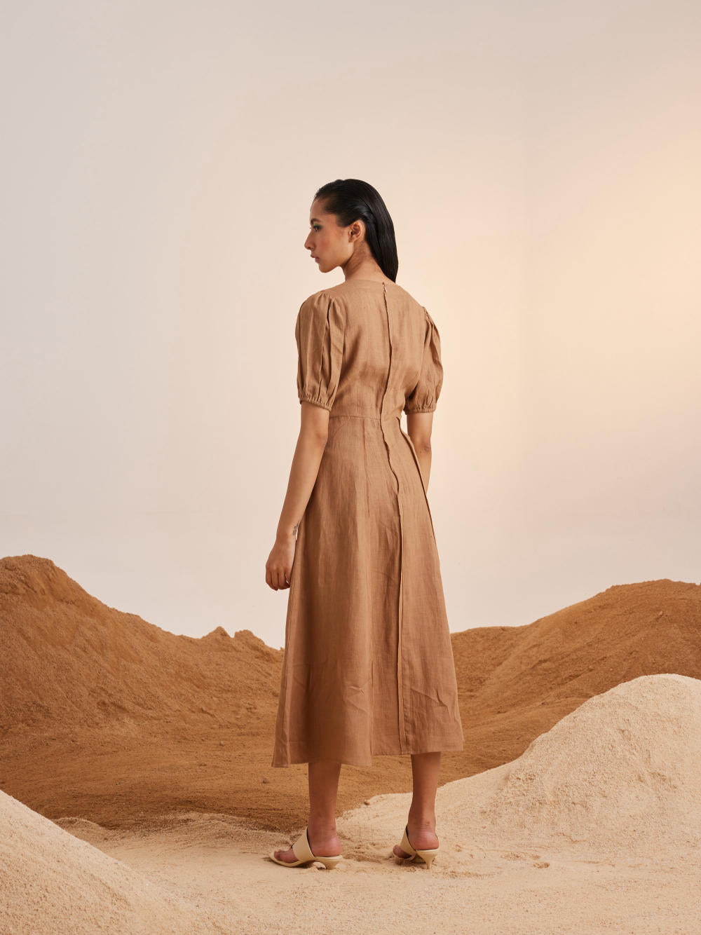 Panelled Dress -Sand