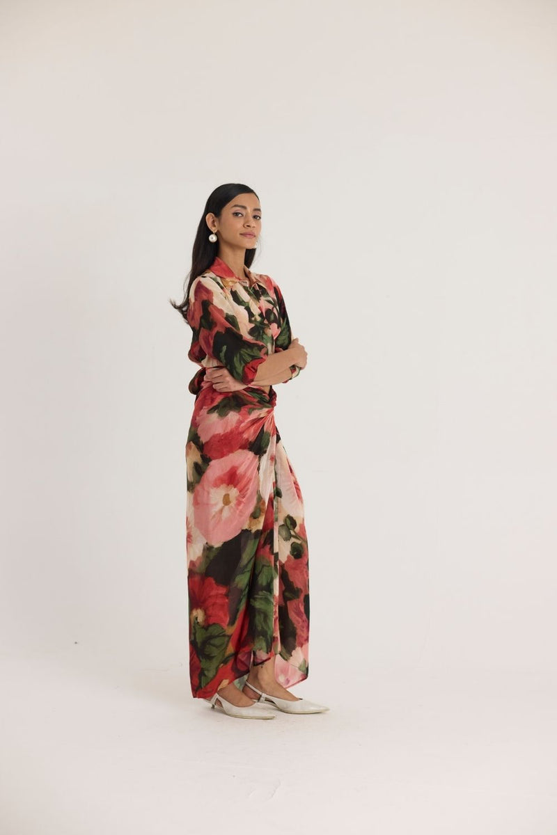 SCARLETT TIE-UP TOP & SKIRT SET mul by Yam in multi color for women Worldwide