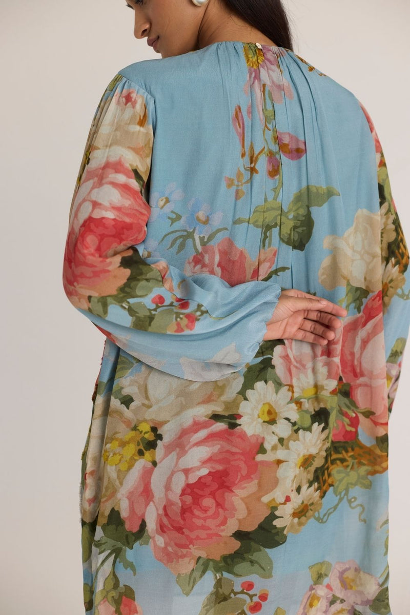 TAFFY EMBROIDERED SHORT DRESS by Yam in blue color for women Worldwide