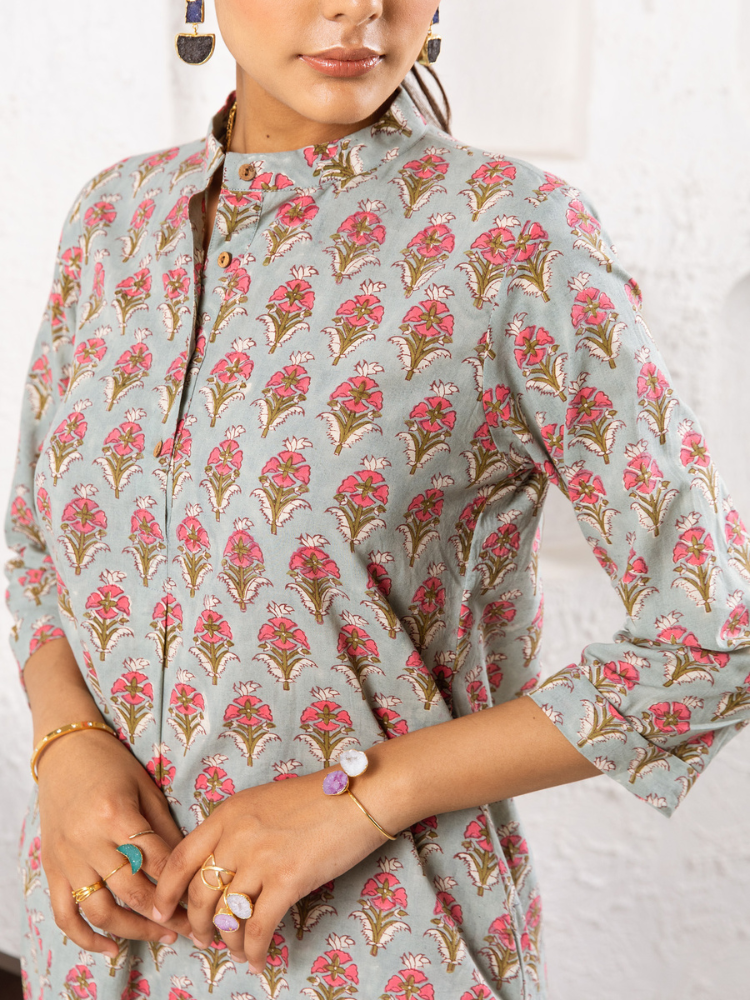 Pink Pansy Dhoti Co-Ord Co-ord Set by Marche in grey color for women Worldwide