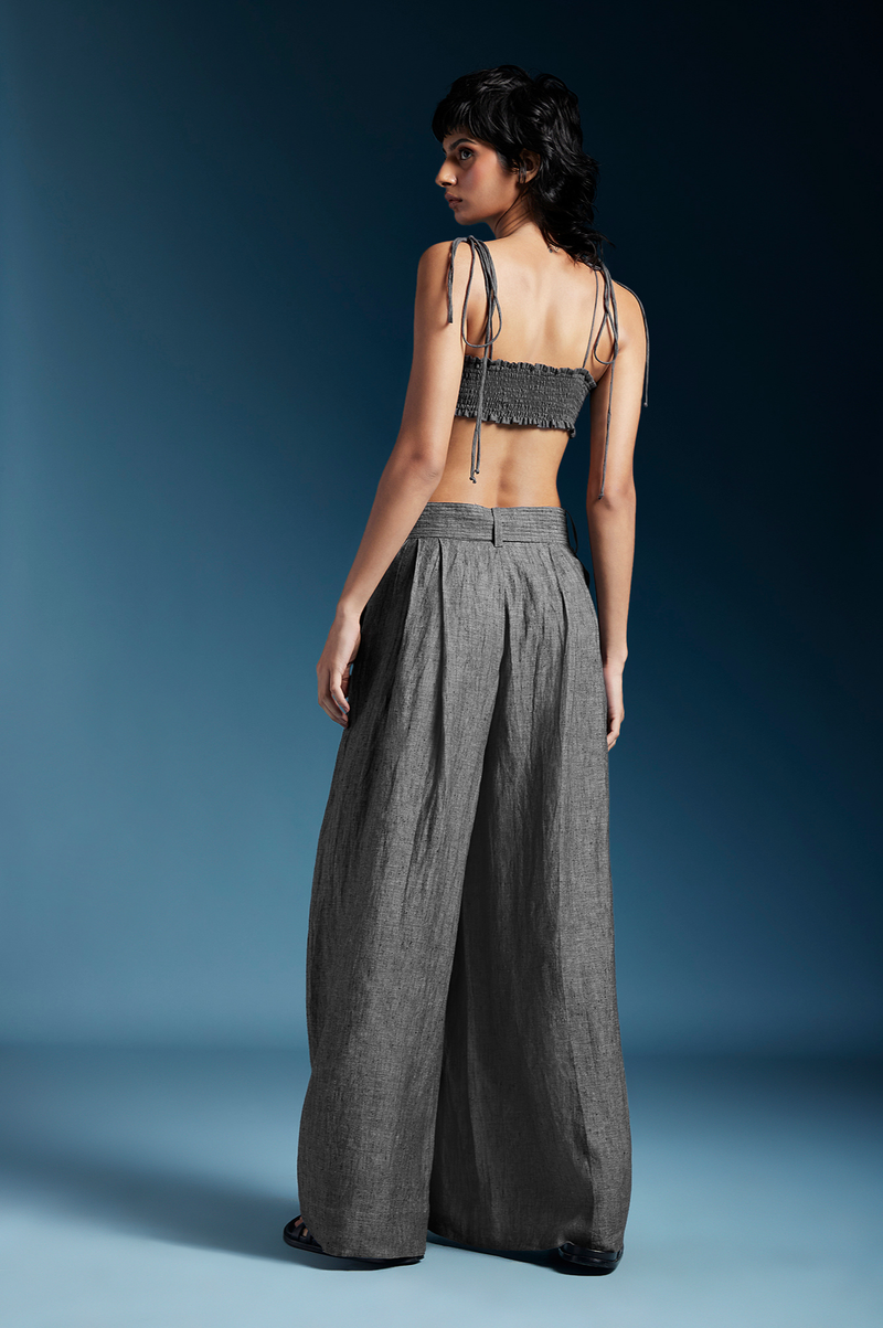 Skye Trousers in Grey-Charcoal Grey by Chola in grey color for women Worldwide