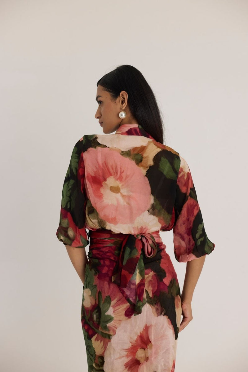 SCARLETT TIE-UP TOP & SKIRT SET mul by Yam in multi color for women Worldwide