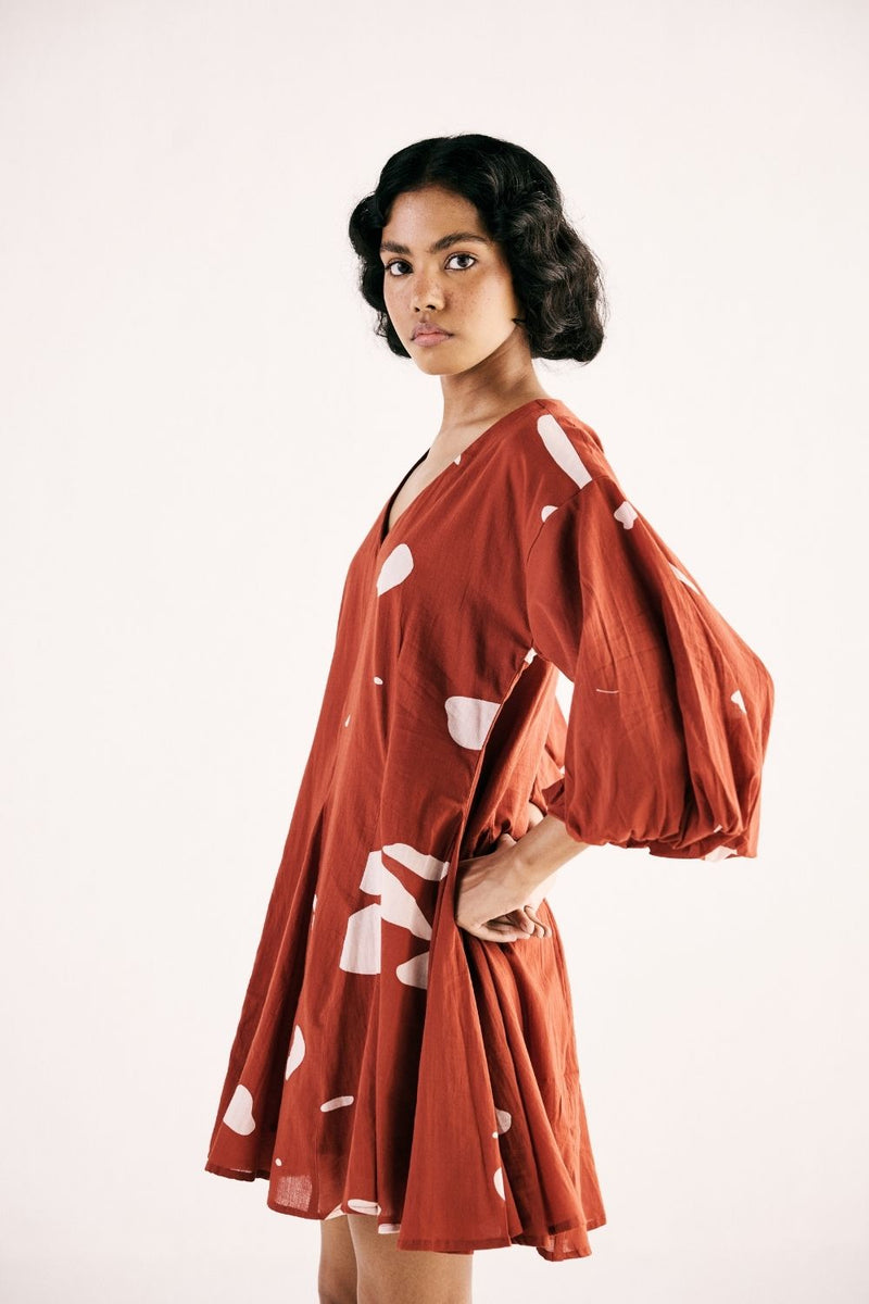 RUSTIC GLORY DRESS cotton by Khara Kapas in red for women Worldwide