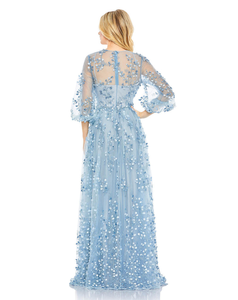 MD-79399 Ice Blue Flared Gown-Blue by Mac Duggal in blue color for women Worldwide