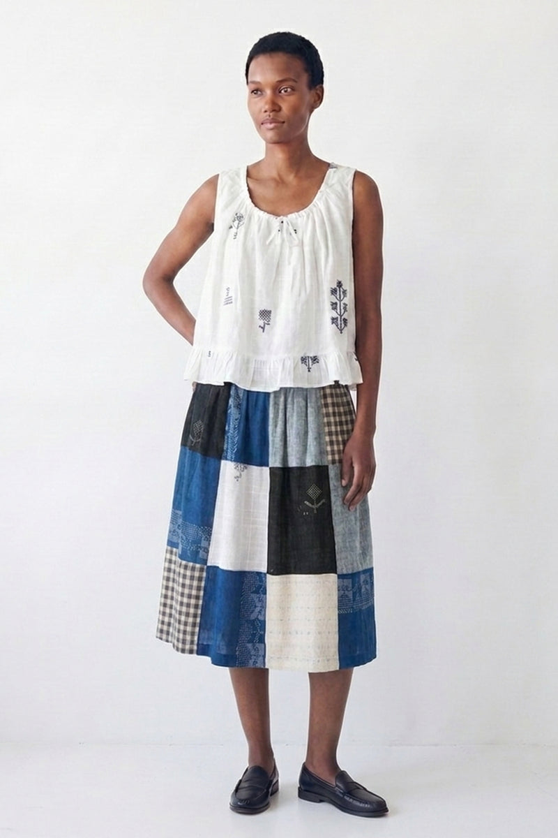 The Joy Skirt-Heritage Patchwork cotton skirt by World of Crow in multi-color for women Worldwide