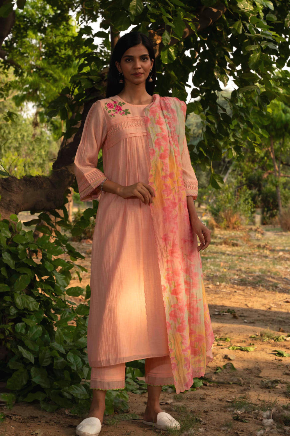 Maina-KBD Kurta Set-Peach