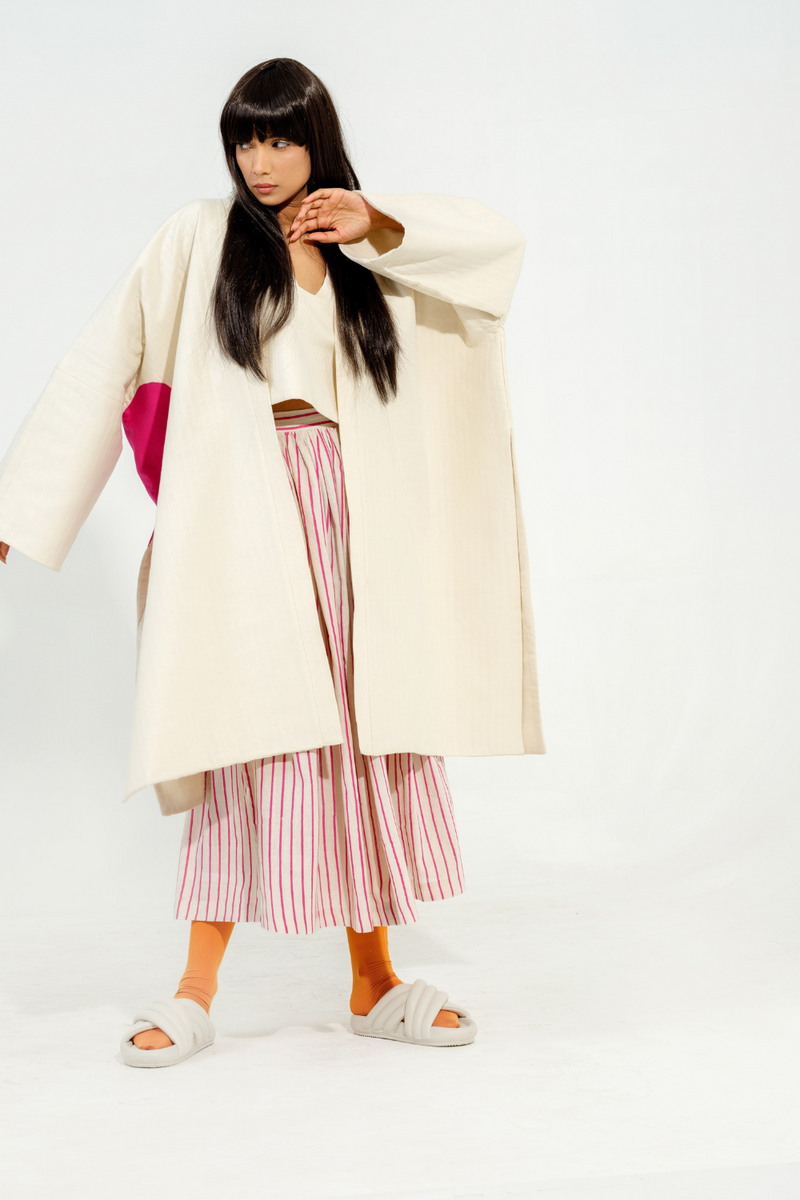 Shitake Jacket cotton matty jackets and overlays by Stoique in natural, pink for women Worldwide