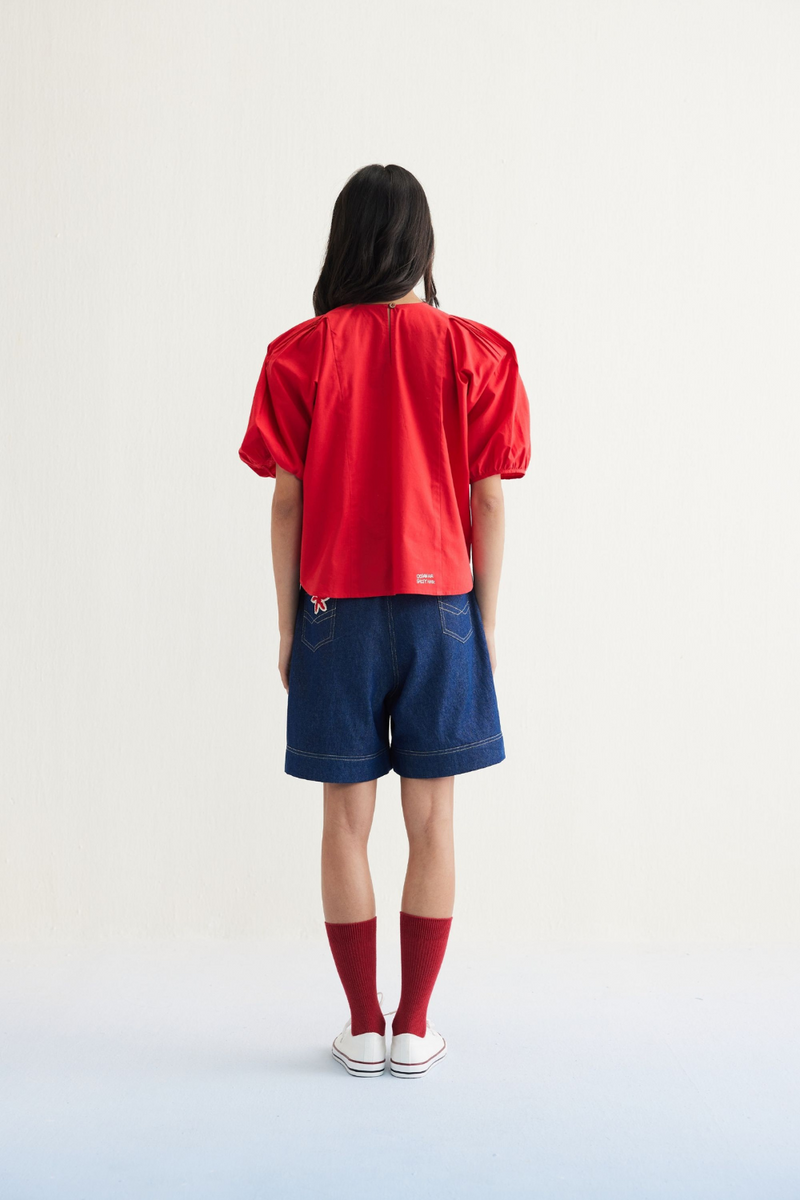 Ocean Air Organic Cotton Top poplin by SUI in red color for women Worldwide