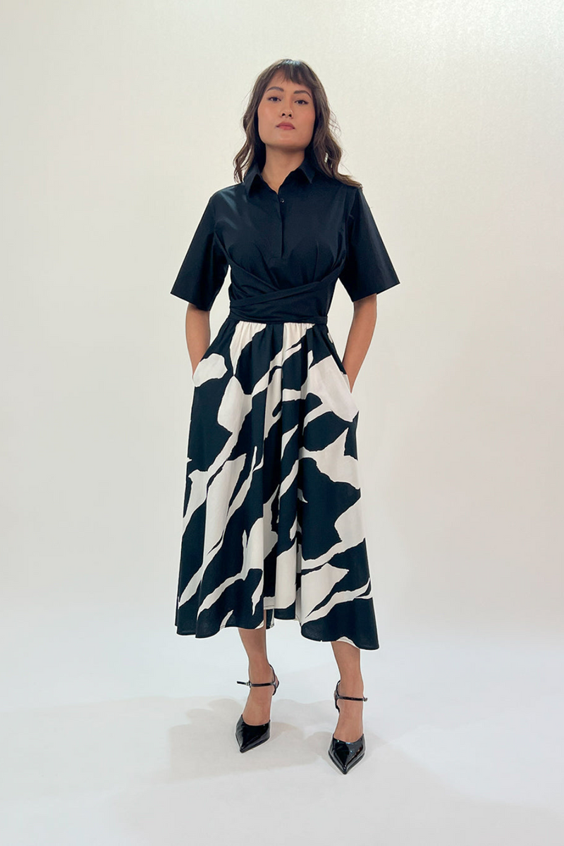 Stream Omi dress 100% cotton by Leh Studios in black color for women Worldwide