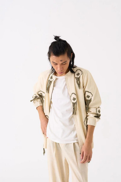 FRINGE BOMBER JACKET - IVORY