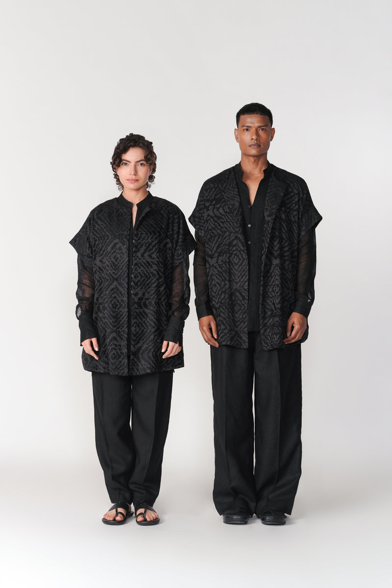Short Drop Shoulder Overlay jacket/overlay by Turn Black in black for women Worldwide