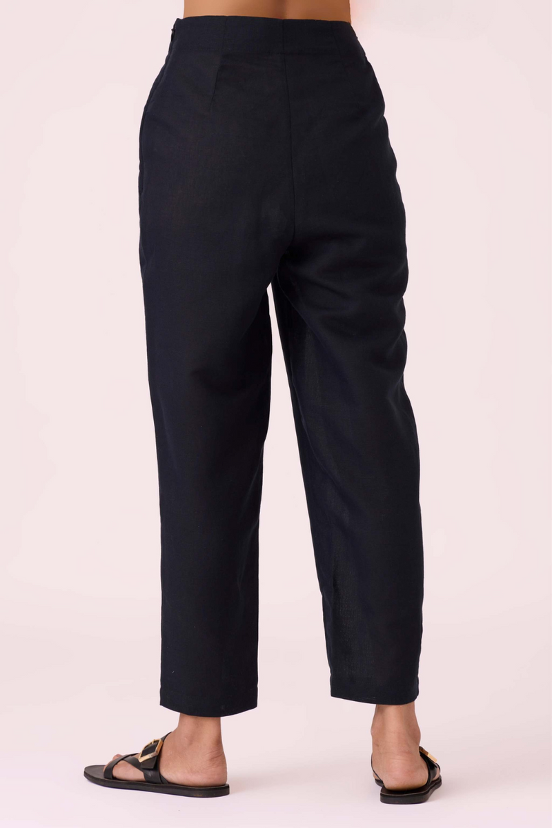 Andrei Black Pants cotton by The Summer House in white color for women Worldwide