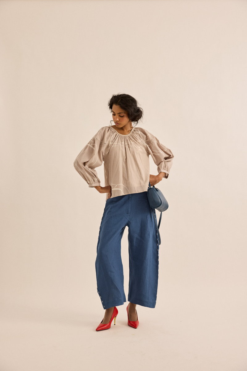 Dust Rose Top mul top/shirt by Khara Kapas in taupe for women Worldwide